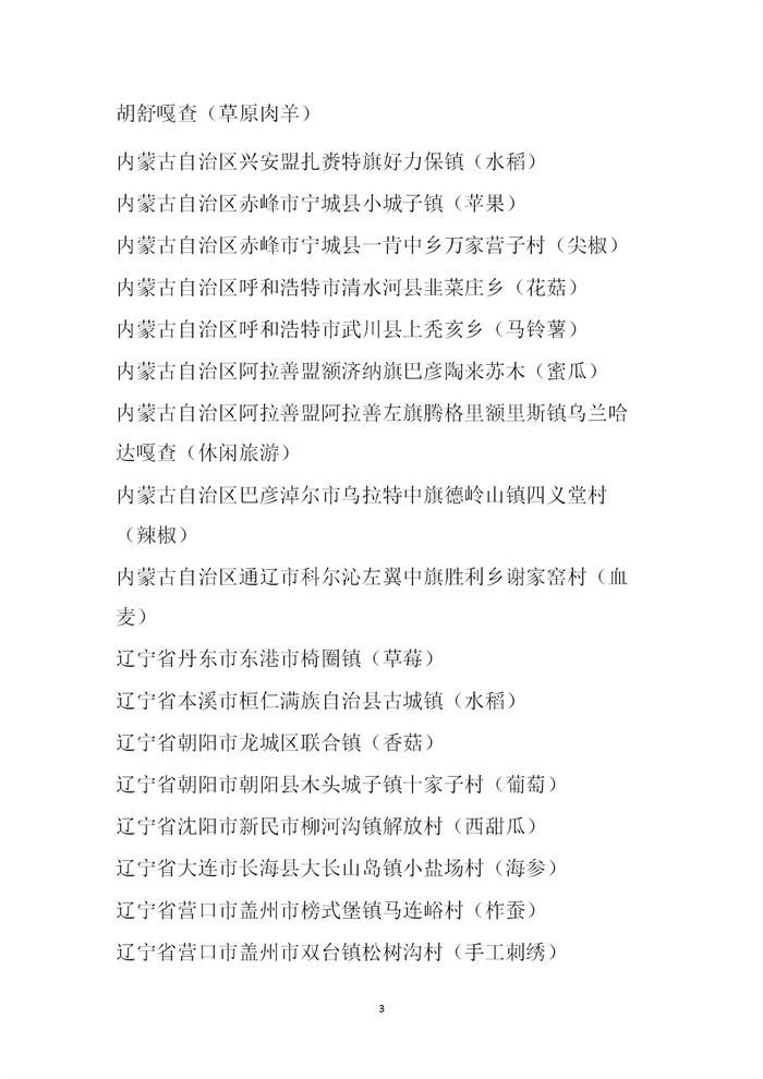 【名單公示】第十一批全國(guó)“一村一品”示范村鎮(zhèn)名單公示(圖3)