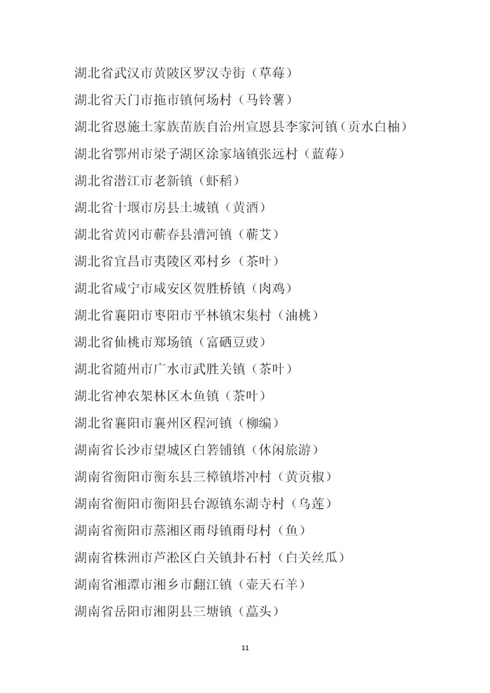 【名單公示】第十一批全國(guó)“一村一品”示范村鎮(zhèn)名單公示(圖11)