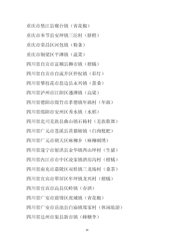 【名單公示】第十一批全國(guó)“一村一品”示范村鎮(zhèn)名單公示(圖15)